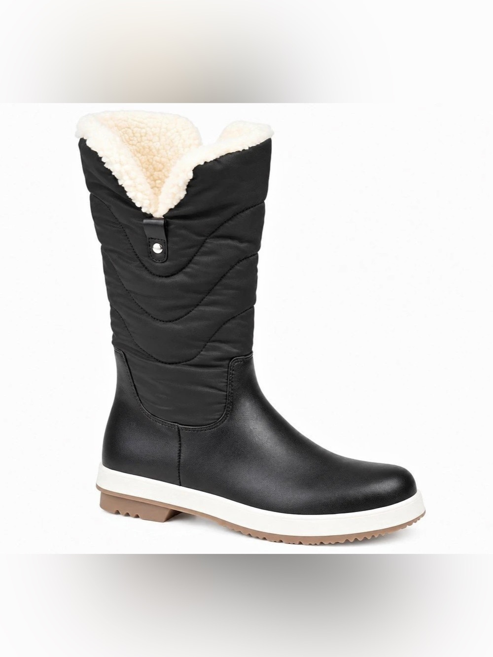 Journee Collection Black Quilted Winter Boots Sherpa Lined 9